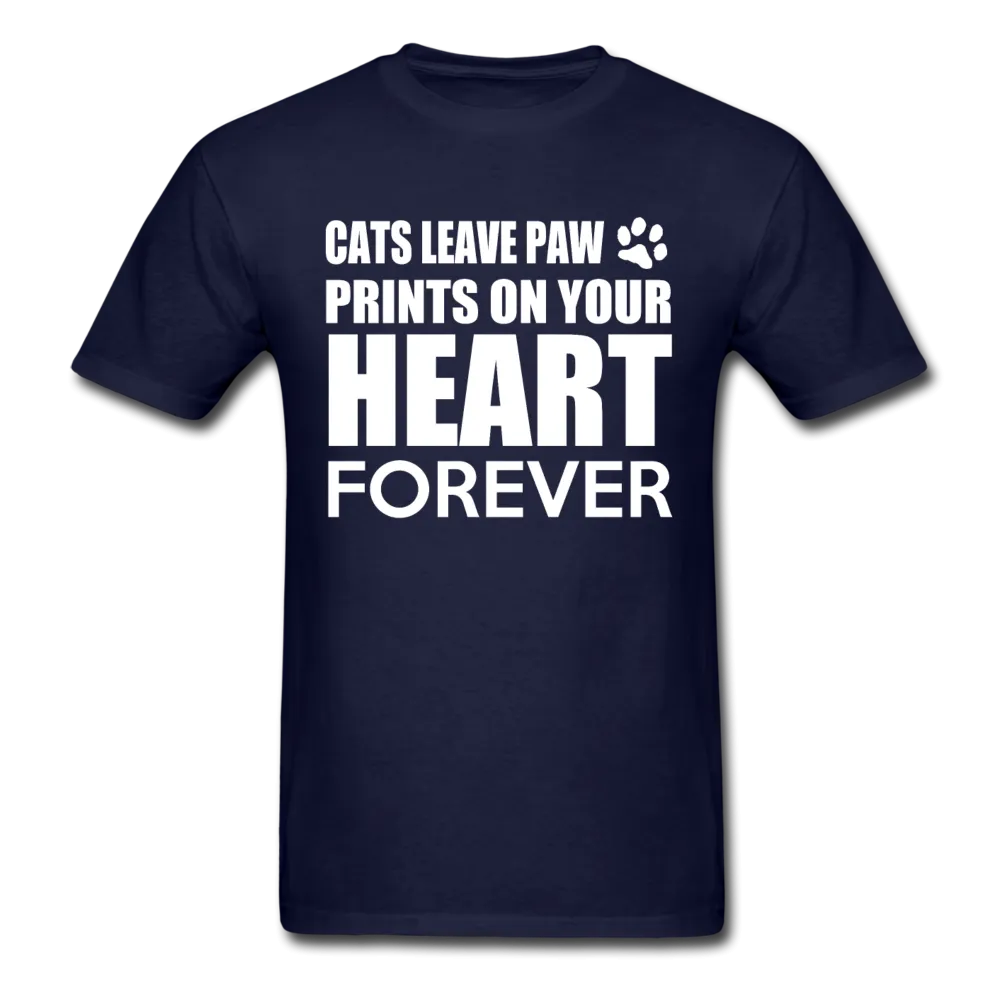 Cats Leave Paw Prints On Your Heart Forever Men's T-Shirt