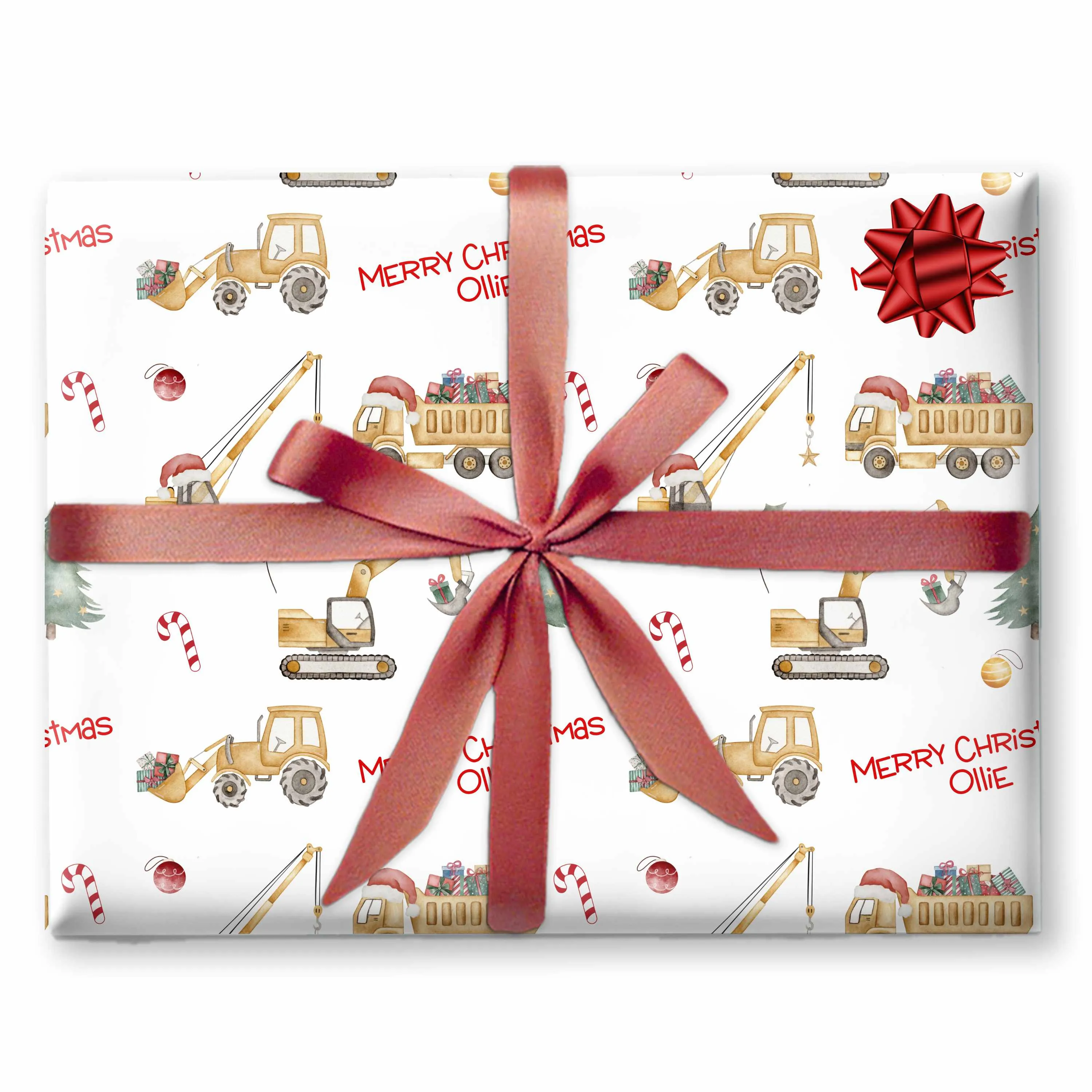 Christmas Wrapping Paper Construction Diggers