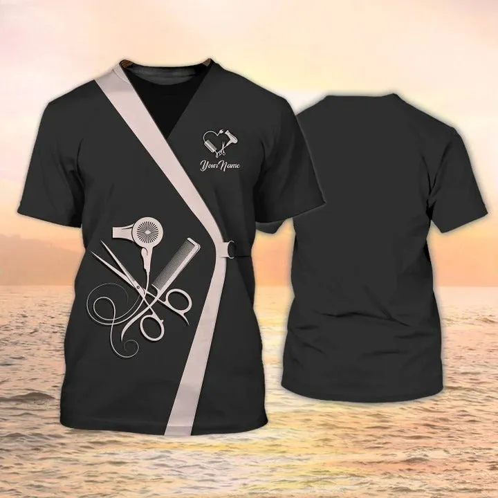 Custom 3D Hairdresser Uniform Hairstylist Shirt Men Women, Hairdresser Tools Shirts