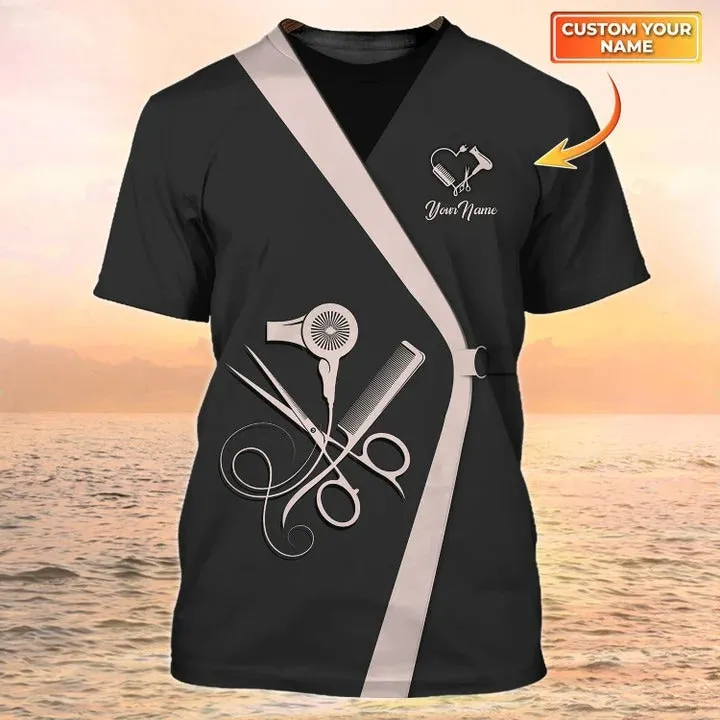 Custom 3D Hairdresser Uniform Hairstylist Shirt Men Women, Hairdresser Tools Shirts