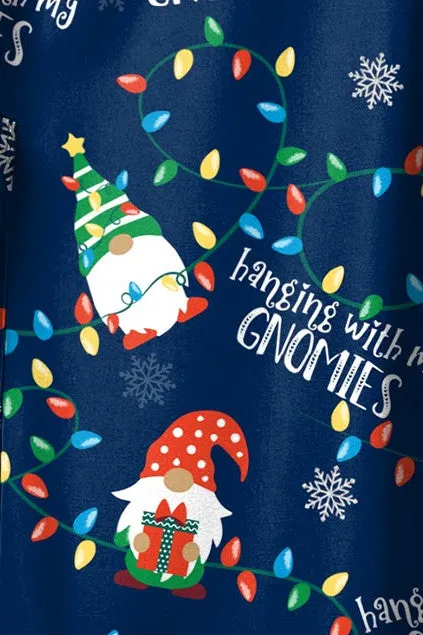 Gnome Alone Christmas Women's Print Scrub Top - Z12213