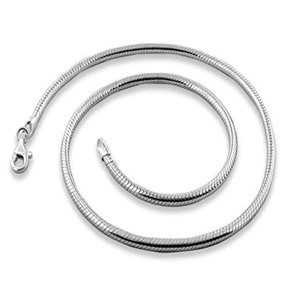 Men's, Women's Heavy 3.3mm Silver Snake Chain Necklace 925 Sterling Silver