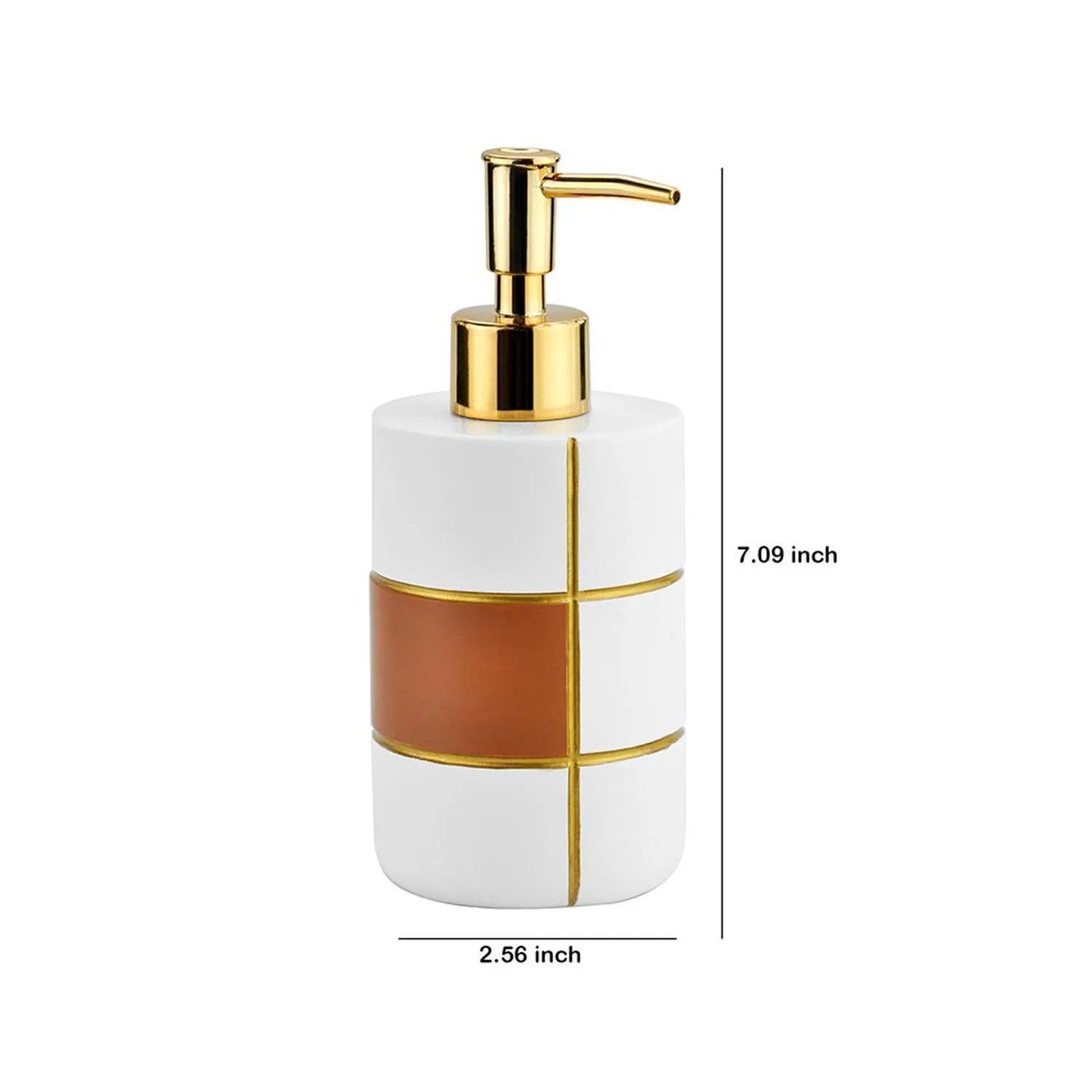 Minimal Liquid Soap Dispenser For Bathroom White & Brown Finish