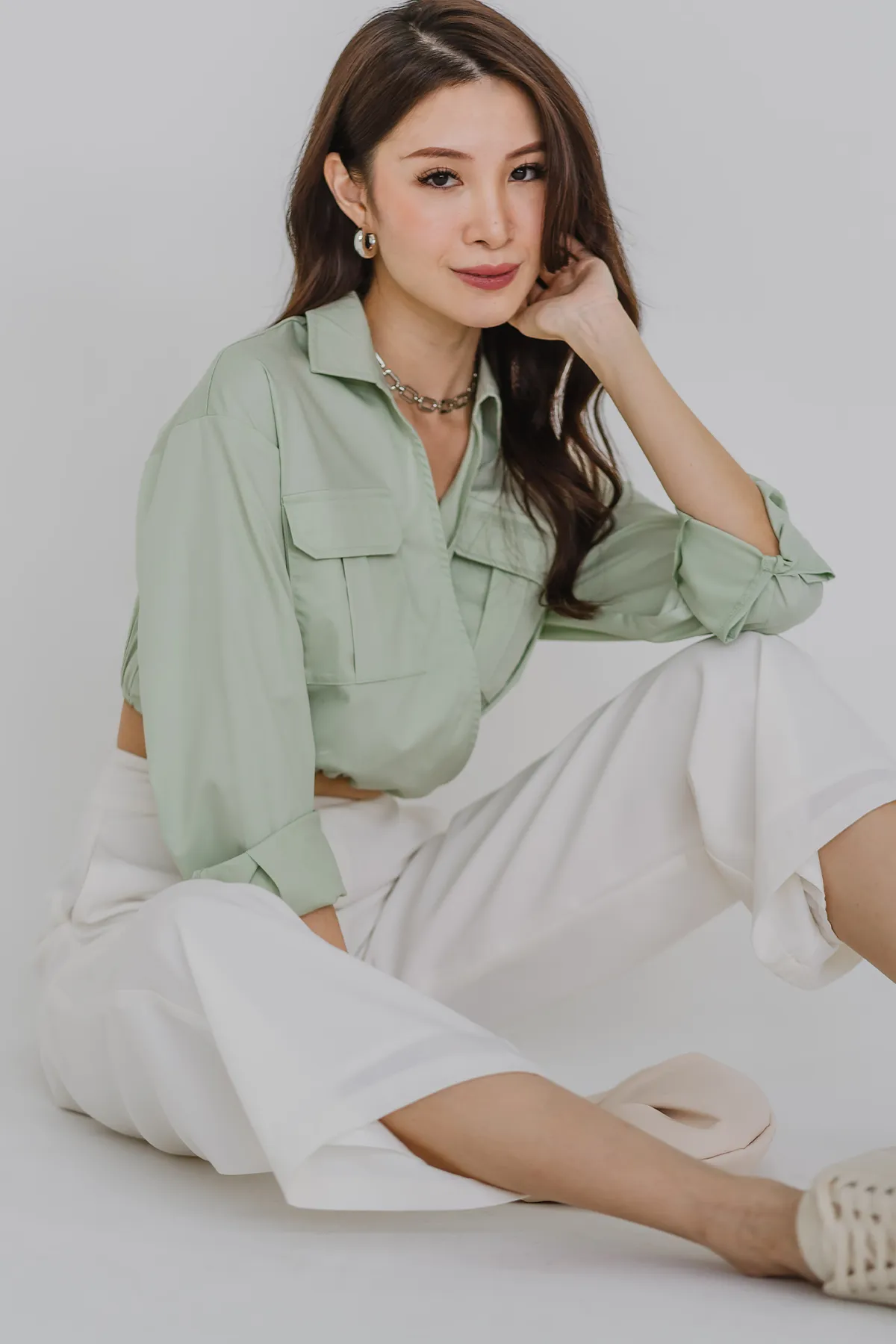 Rye Cropped Pocket Shirt (Tea)
