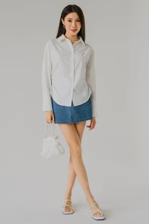 Sculpted Side-Ruch Shirt (White)