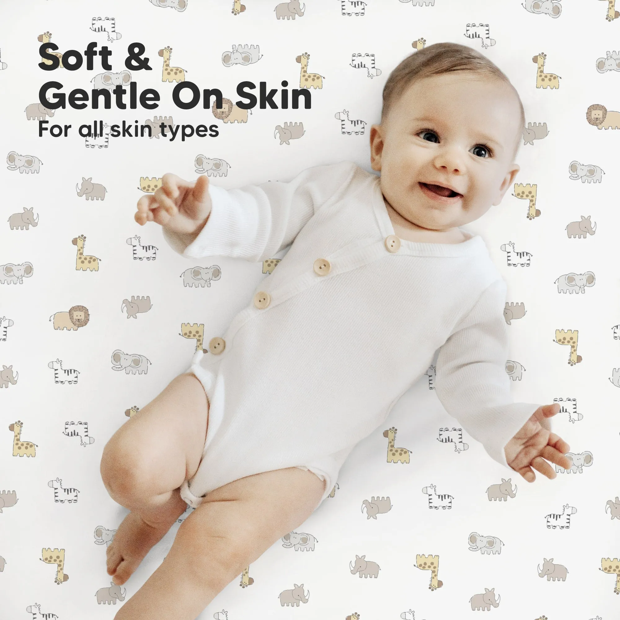 Soothe Fitted Mini Crib Sheet (KeaSafari)
