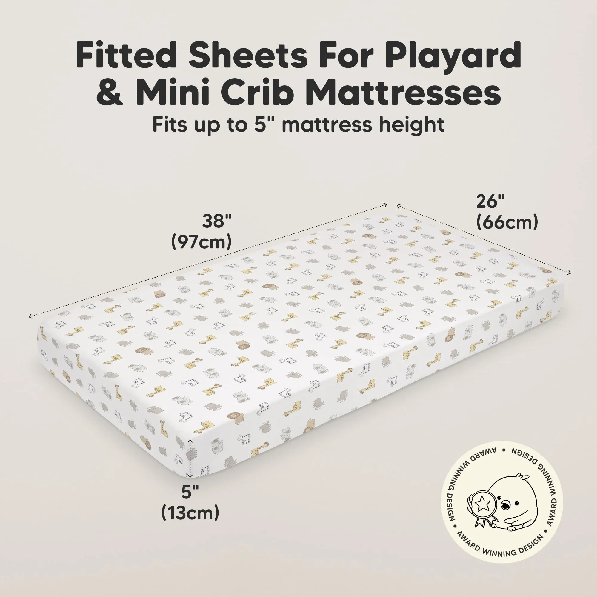 Soothe Fitted Mini Crib Sheet (KeaSafari)