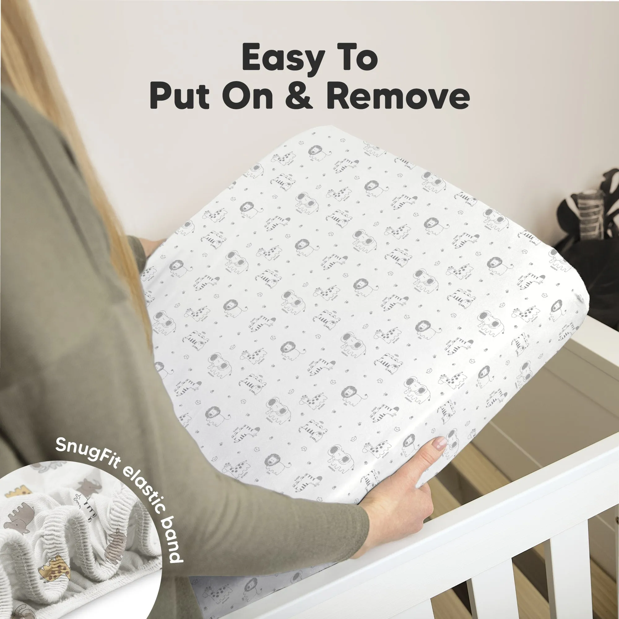 Soothe Fitted Mini Crib Sheet (KeaSafari)