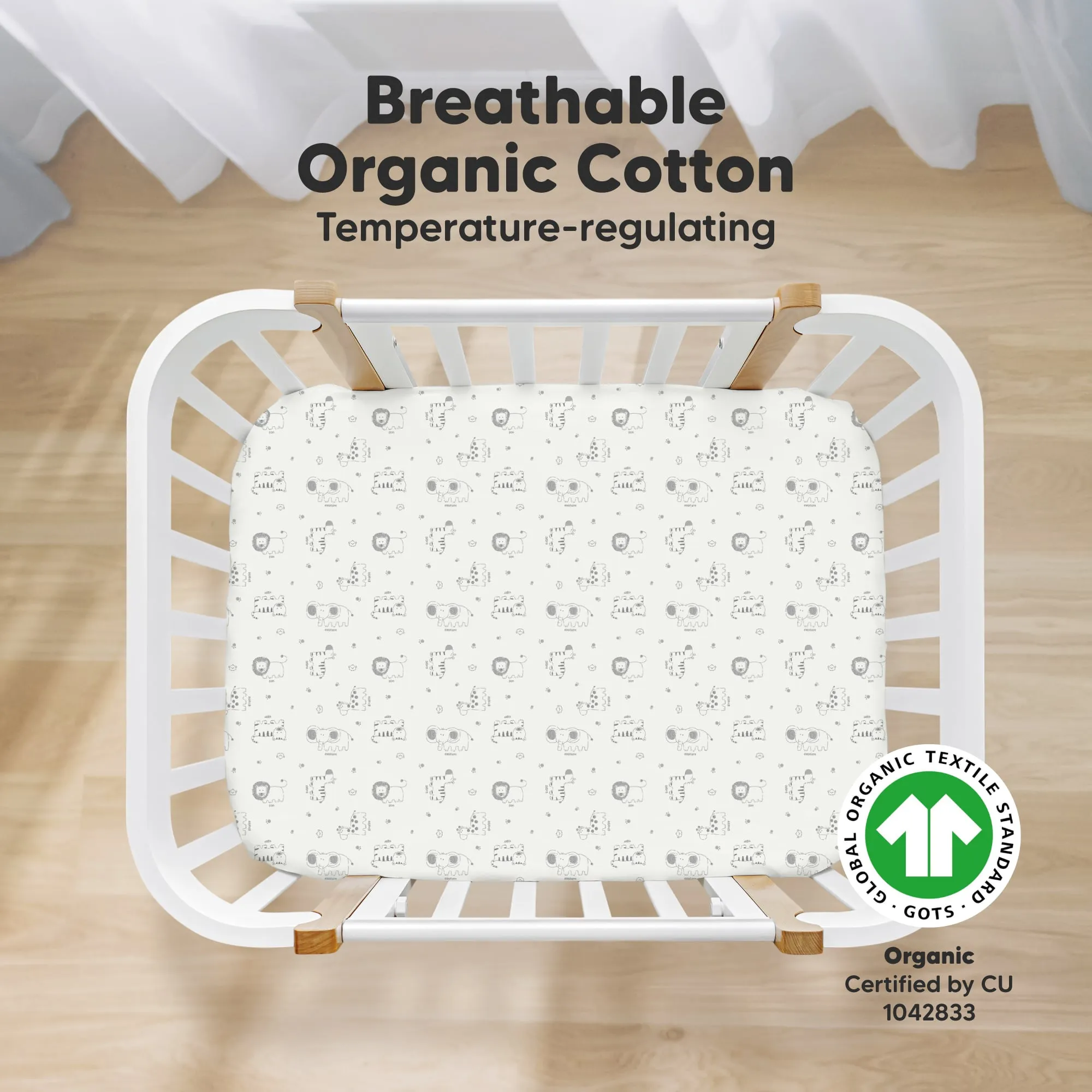 Soothe Fitted Mini Crib Sheet (KeaSafari)