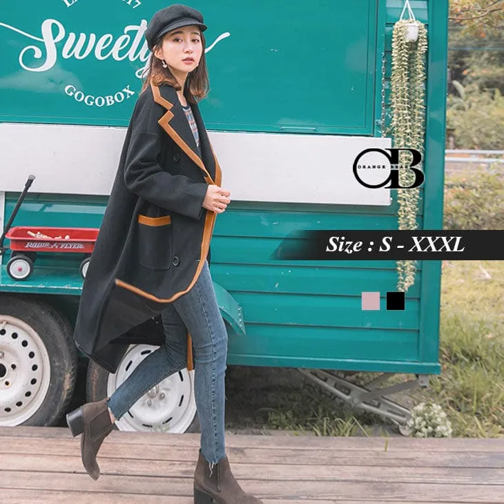 TEXTURE WOOL FRONT POCKET LONG JACKETS