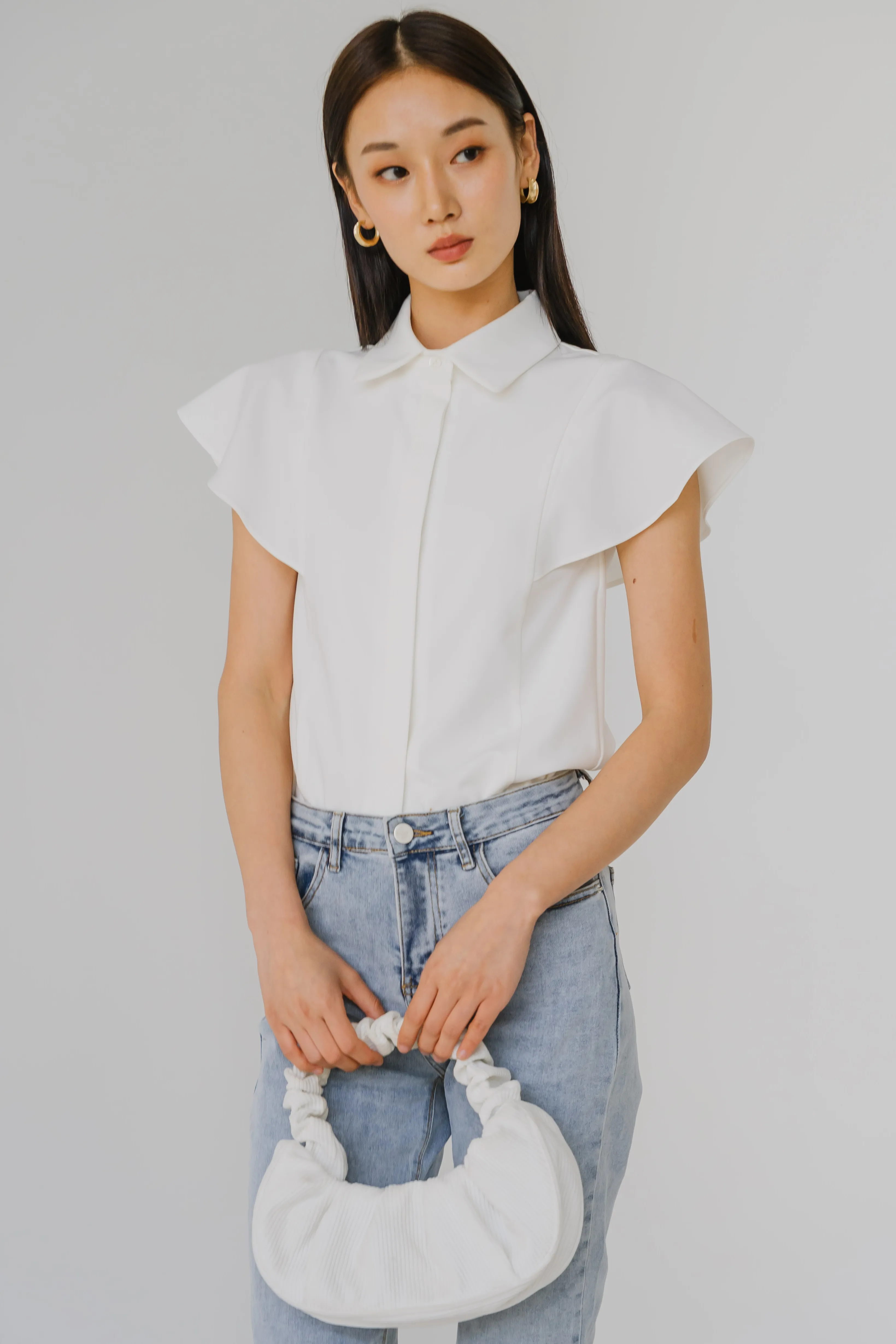 The One Flutter Sleeve Top (White)